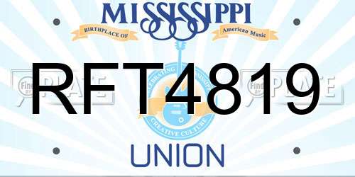 RFT4819 Mississippi License Plate