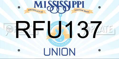 RFU137 Mississippi License Plate