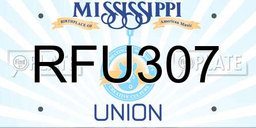 RFU307 Mississippi License Plate