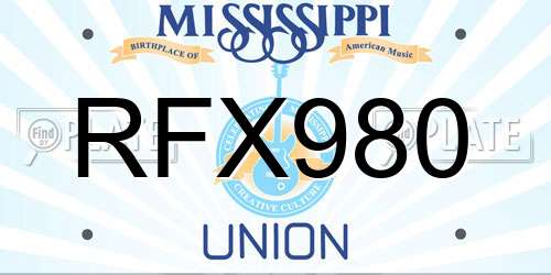 RFX980 Mississippi License Plate