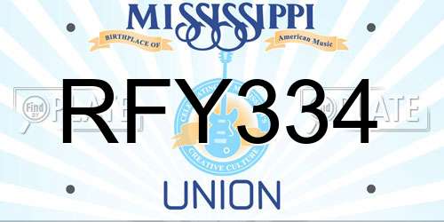 RFY334 Mississippi License Plate