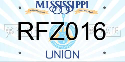 RFZ016 Mississippi License Plate