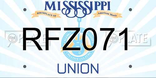 RFZ071 Mississippi License Plate