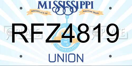 RFZ4819 Mississippi License Plate