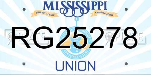 RG25278 Mississippi License Plate