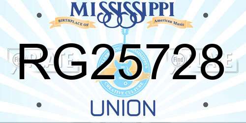 RG25728 Mississippi License Plate