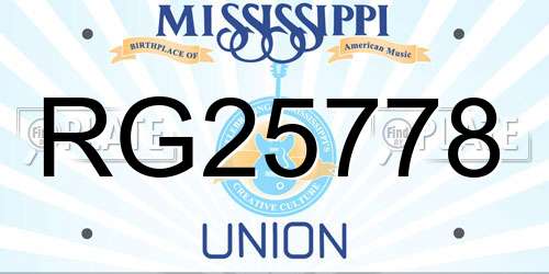 RG25778 Mississippi License Plate