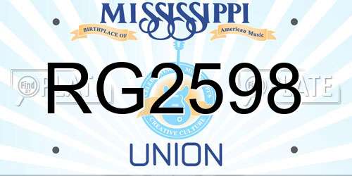 RG2598 Mississippi License Plate