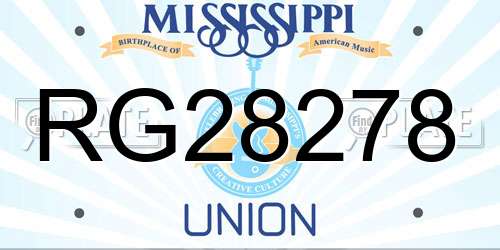 RG28278 Mississippi License Plate