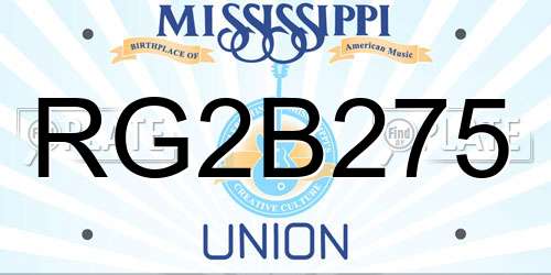 RG2B275 Mississippi License Plate