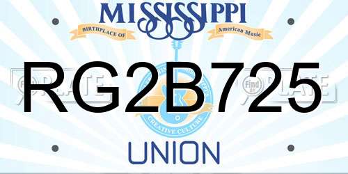 RG2B725 Mississippi License Plate