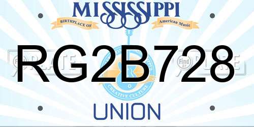 RG2B728 Mississippi License Plate