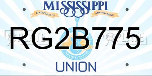 RG2B775 Mississippi License Plate