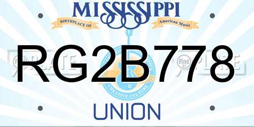 RG2B778 Mississippi License Plate
