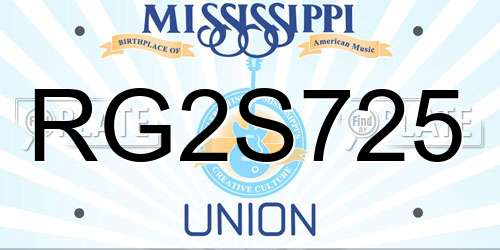 RG2S725 Mississippi License Plate