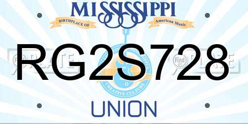 RG2S728 Mississippi License Plate