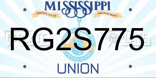RG2S775 Mississippi License Plate