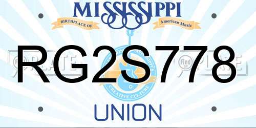RG2S778 Mississippi License Plate