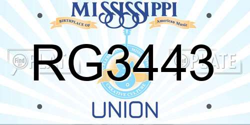 RG3443 Mississippi License Plate
