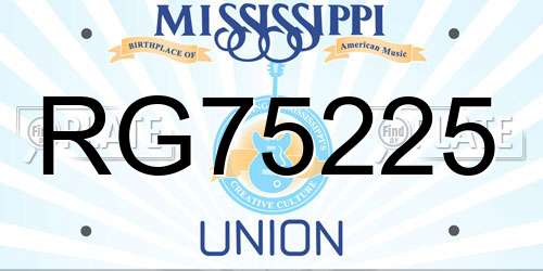 RG75225 Mississippi License Plate