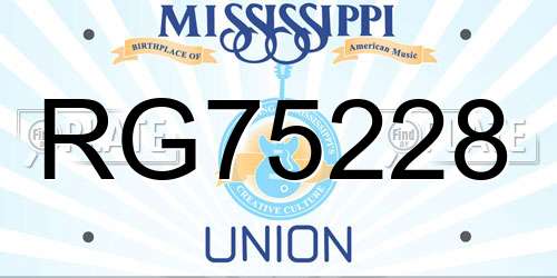 RG75228 Mississippi License Plate
