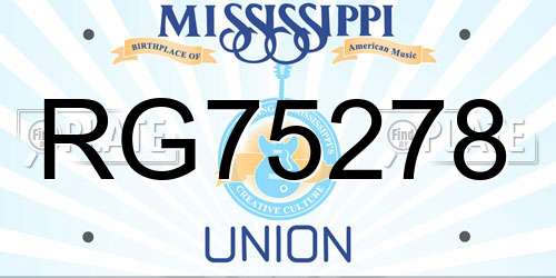 RG75278 Mississippi License Plate