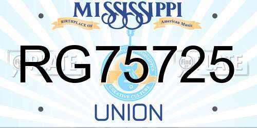 RG75725 Mississippi License Plate