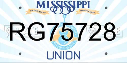 RG75728 Mississippi License Plate