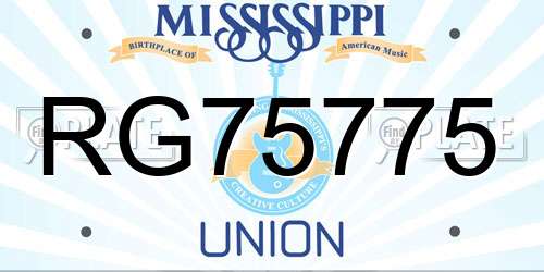 RG75775 Mississippi License Plate