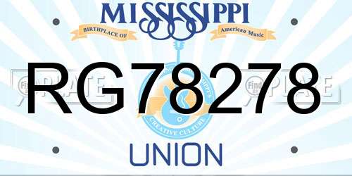 RG78278 Mississippi License Plate