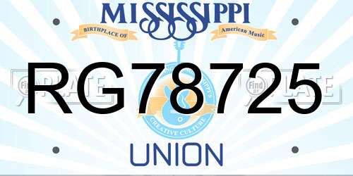 RG78725 Mississippi License Plate