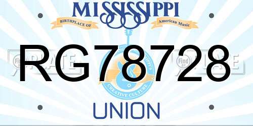 RG78728 Mississippi License Plate