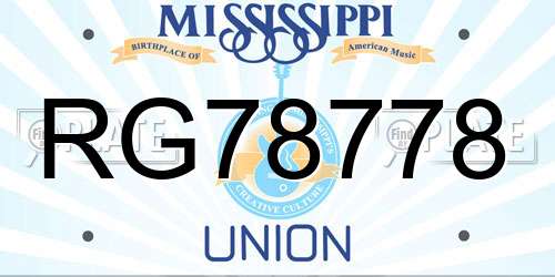 RG78778 Mississippi License Plate