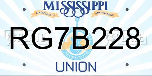 RG7B228 Mississippi License Plate