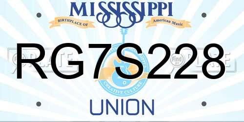 RG7S228 Mississippi License Plate