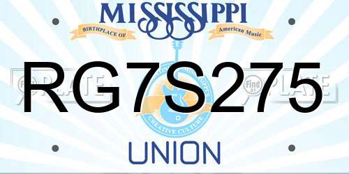 RG7S275 Mississippi License Plate
