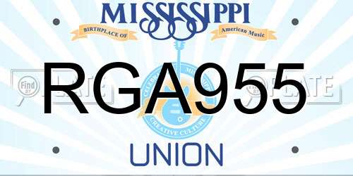 RGA955 Mississippi License Plate