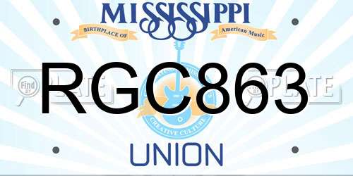 RGC863 Mississippi License Plate