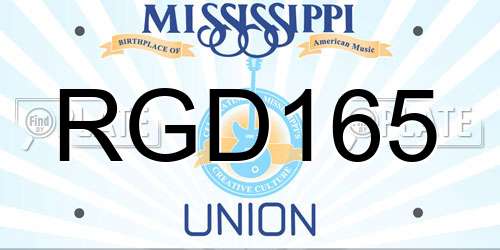RGD165 Mississippi License Plate