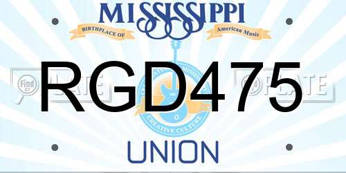 RGD475 Mississippi License Plate