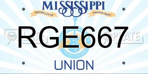 RGE667 Mississippi License Plate
