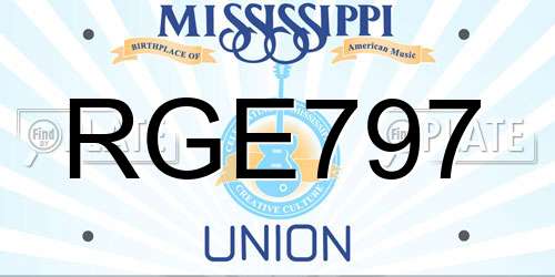 RGE797 Mississippi License Plate