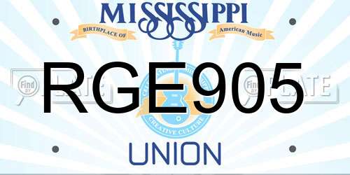 RGE905 Mississippi License Plate