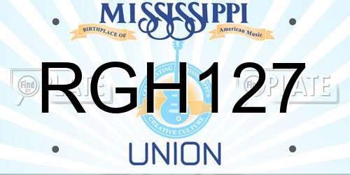 RGH127 Mississippi License Plate