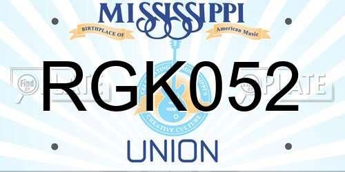 RGK052 Mississippi License Plate