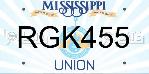 RGK455 Mississippi License Plate