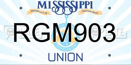 RGM903 Mississippi License Plate