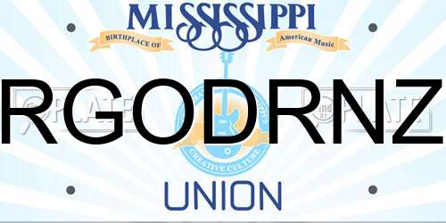RGODRNZ Mississippi License Plate