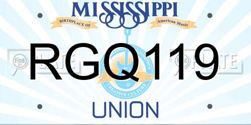 RGQ119 Mississippi License Plate