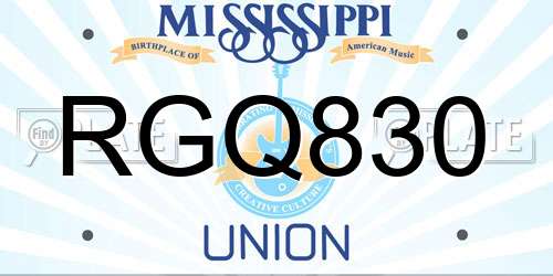 RGQ830 Mississippi License Plate